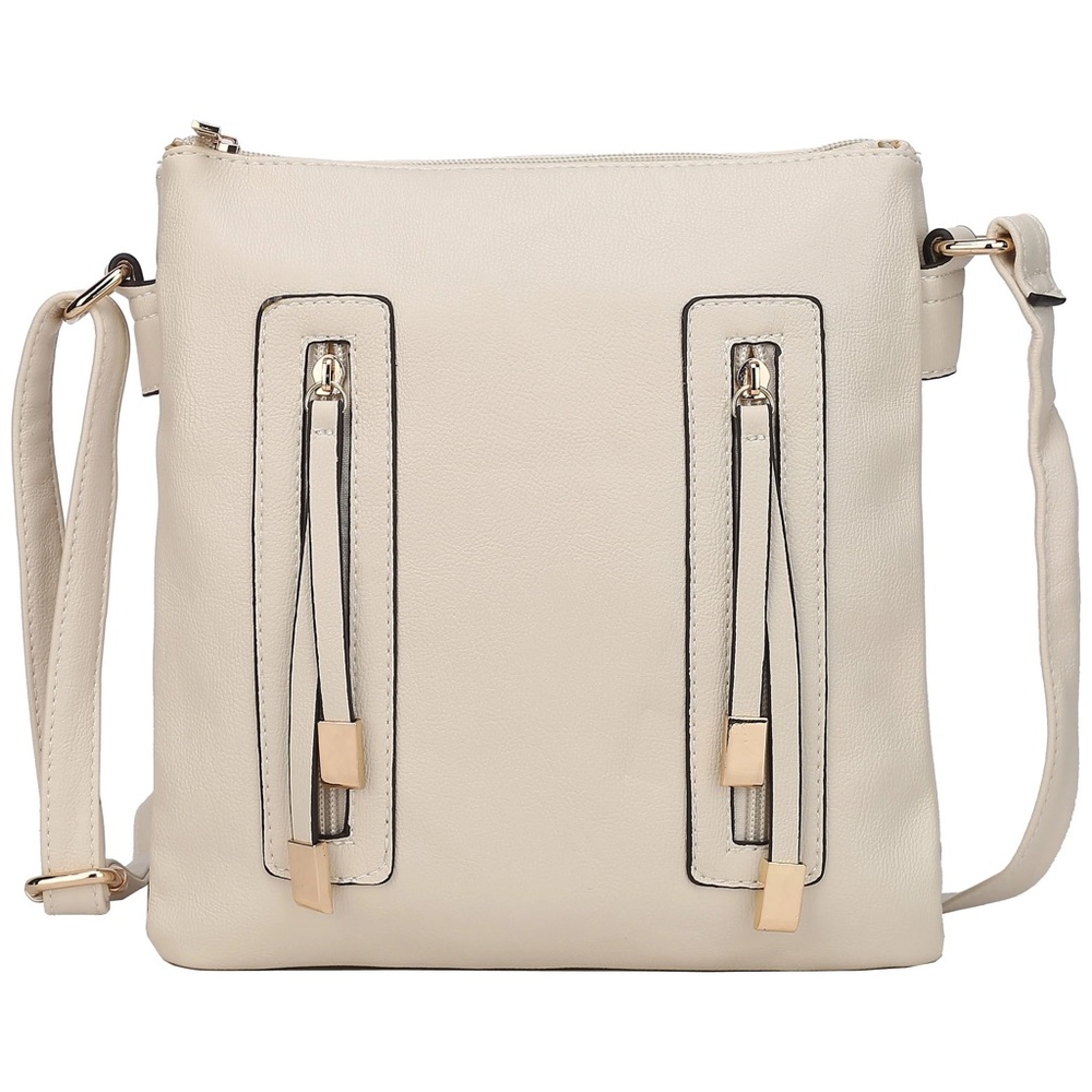 MKF Collection Women's Bridget Double Zipper Crossbody Bag by Mia K. - Ivory